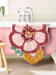 Pink 100% Cotton Floral Shaped Bath Mat - Image 2 of 4