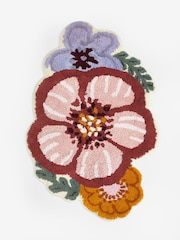 Pink 100% Cotton Floral Shaped Bath Mat - Image 3 of 4