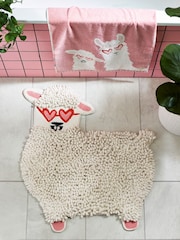 White Alpaca Plush Noodle Shaped Bath Mat - Image 1 of 3