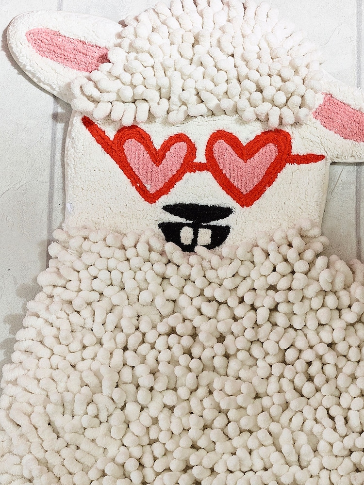 White Alpaca Plush Noodle Shaped Bath Mat - Image 2 of 3
