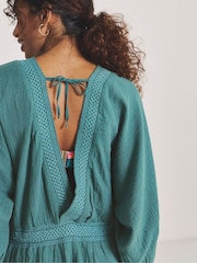 Simply Be Blue Long Sleeve Beach Playsuit - Image 3 of 4
