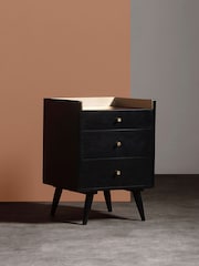 Swoon Black Fresco Mango Wood Three-Drawer Bedside Table - Image 1 of 8