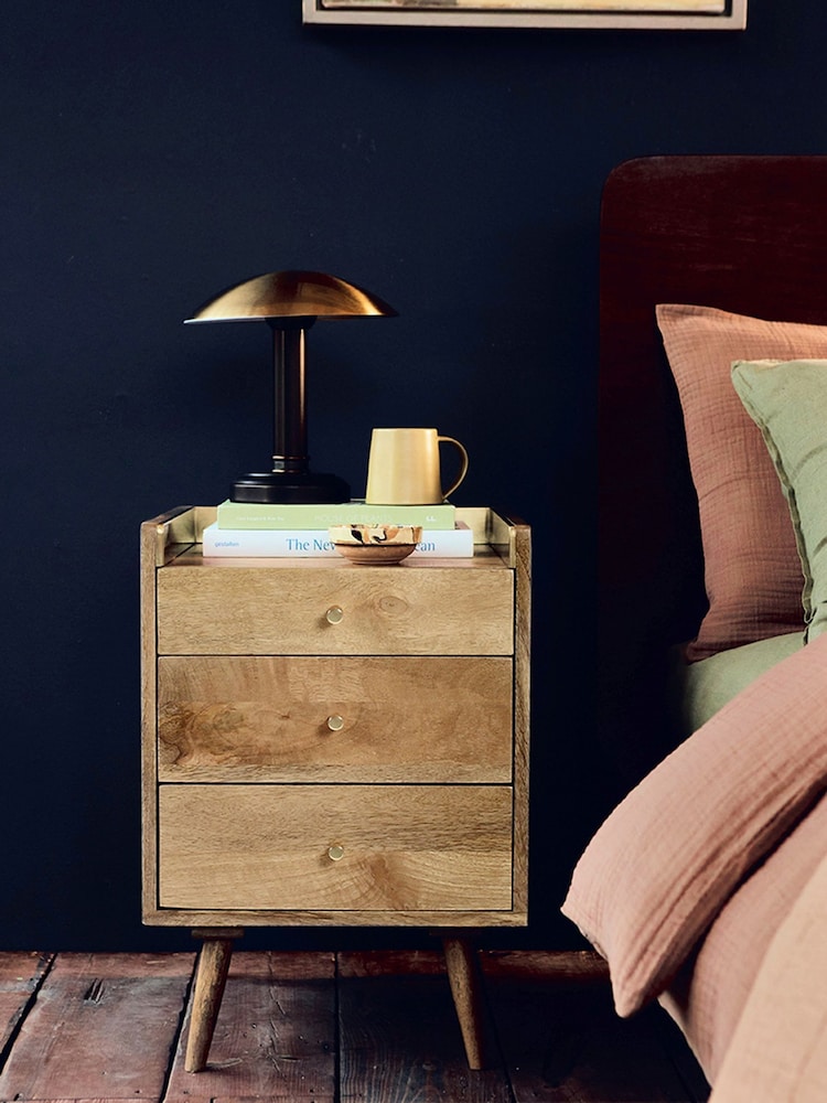 Swoon Black Fresco Mango Wood Three-Drawer Bedside Table - Image 2 of 8 Swoon Black Fresco Mango Wood Three-Drawer Bedside Table - Image 2 of 8