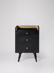 Swoon Black Fresco Mango Wood Three-Drawer Bedside Table - Image 3 of 8