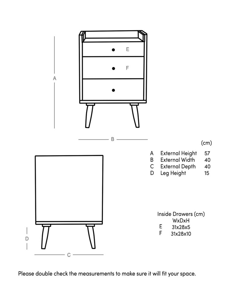 Swoon Black Fresco Mango Wood Three-Drawer Bedside Table - Image 7 of 7 Swoon Black Fresco Mango Wood Three-Drawer Bedside Table - Image 7 of 7
