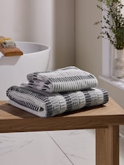 Grey Stripe Egyptian Cotton Towel - Image 2 of 3