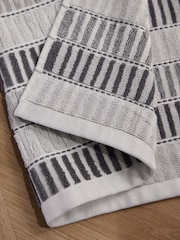 Grey Stripe Egyptian Cotton Towel - Image 3 of 3