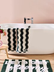 Green Let's Get Steamy 100% Cotton Stripe Bath Mat - Image 2 of 3