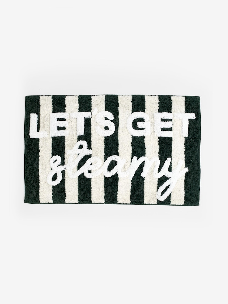 Green Let's Get Steamy 100% Cotton Stripe Bath Mat - Image 3 of 3