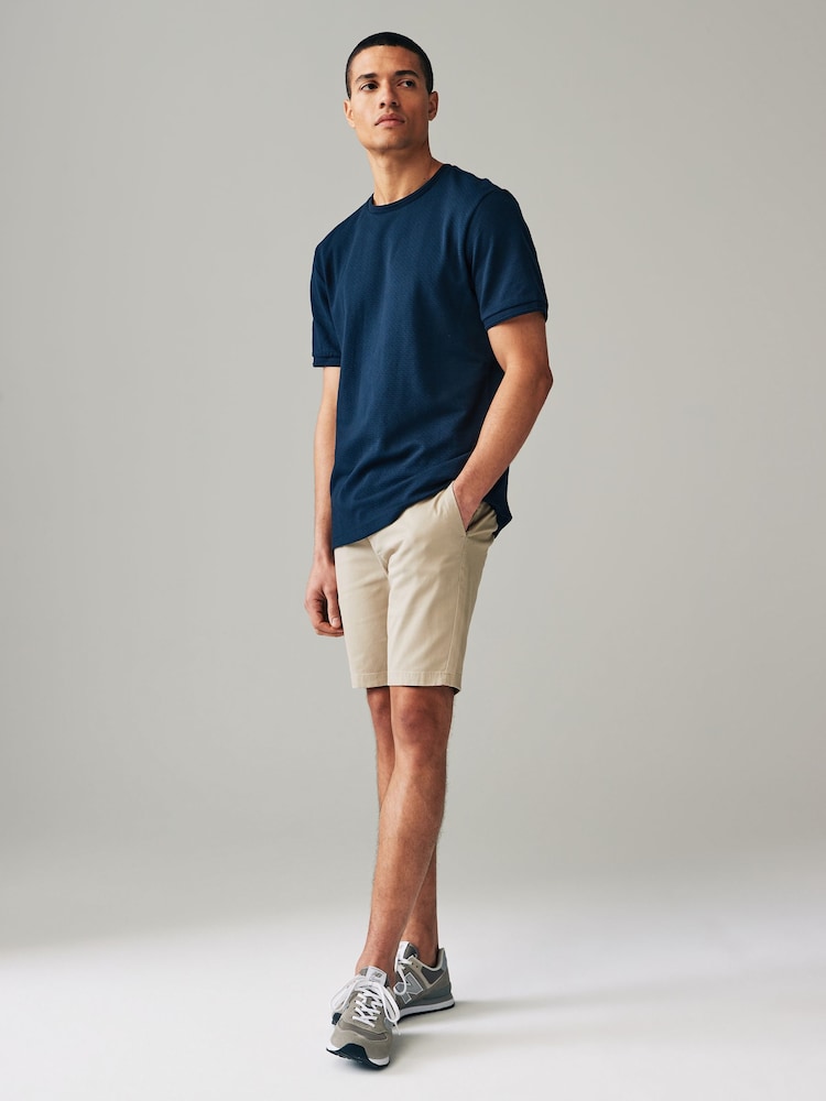 Navy Blue/Grey/Stone Skinny Fit Stretch Chinos Shorts 3 Pack - Image 2 of 15