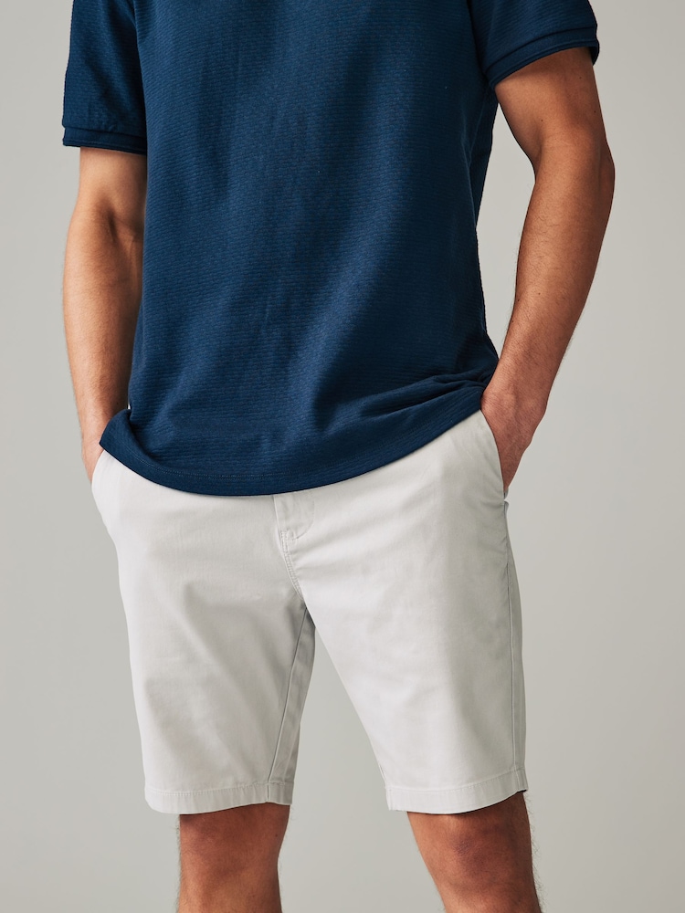 Bleu marine/gris/pierre - Coupe fine - Short chino extensible 3 Pack - Image 6 of 15