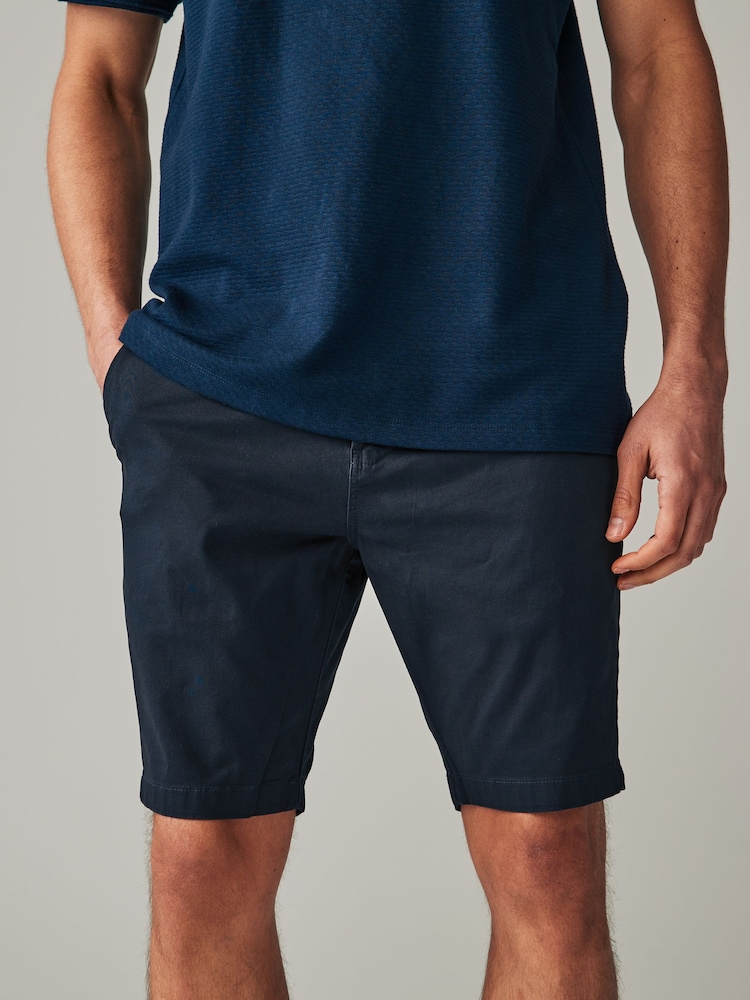 Bleu marine/gris/pierre - Coupe fine - Short chino extensible 3 Pack - Image 7 of 15