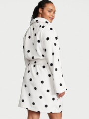 Victoria's Secret White Black Dots Cosy Short Dressing Gown - Image 2 of 3
