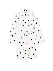 Victoria's Secret White Black Dots Cosy Short Dressing Gown - Image 3 of 3