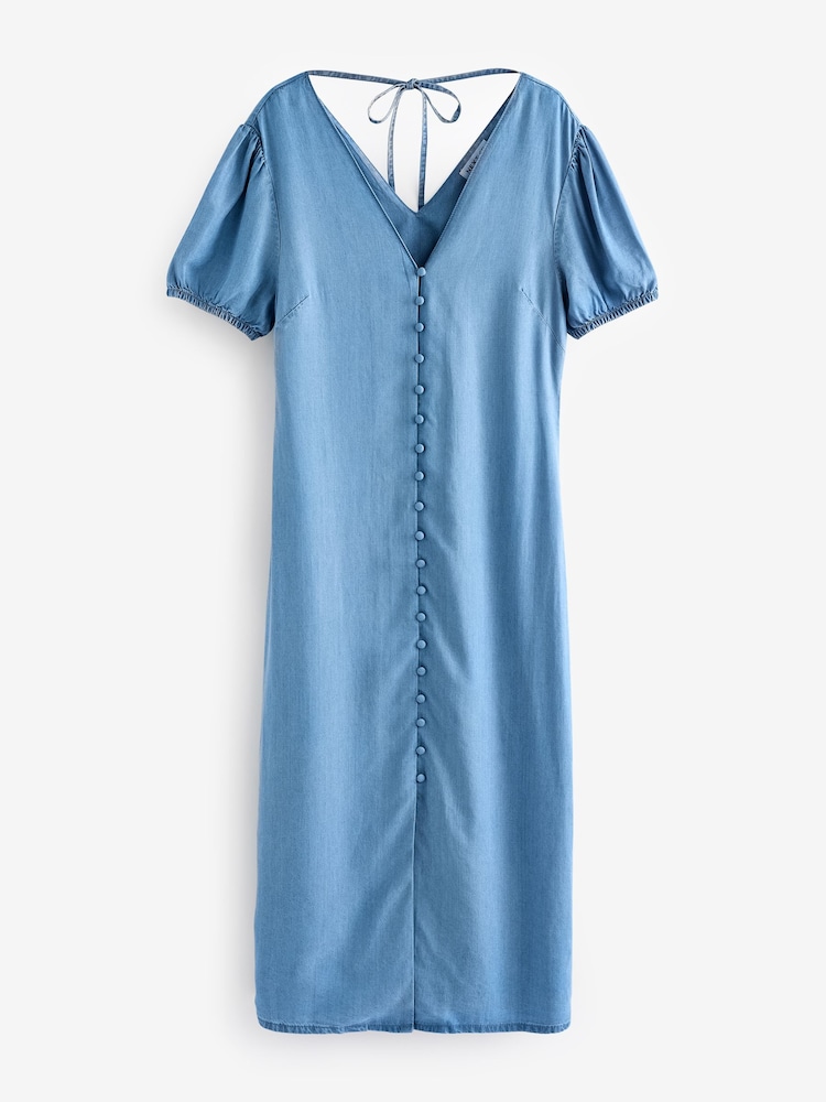 Blue TENCEL™ Button Up Dress - Image 2 of 2
