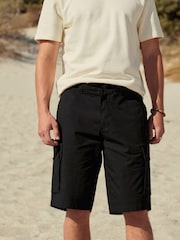 Schwarz - Chinoshorts aus Leinenmischung - Bild 1 von 4