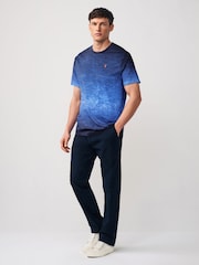 Navy Blue 100% Cotton Dip Dye T-Shirt - Image 2 of 7