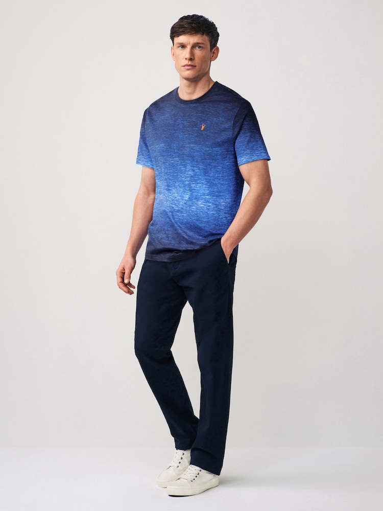 Navy Blue 100% Cotton Dip Dye T-Shirt - Image 2 of 7