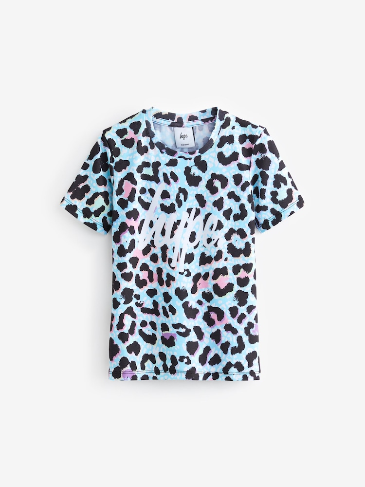 Hype Girls Multi Ice Leopard Blue T-Shirt - Image 1 of 3
