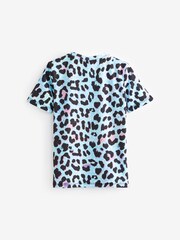 Hype Girls Multi Ice Leopard Blue T-Shirt - Image 2 of 3