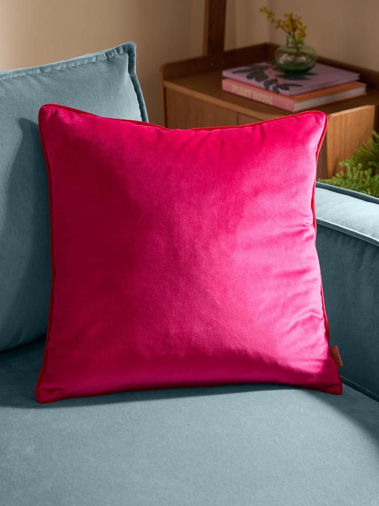 Furn Pink Meridian Velvet 45cm X 45cm Cushion Cover - Image 1 of 7 Furn Pink Meridian Velvet 45cm X 45cm Cushion Cover - Image 1 of 7