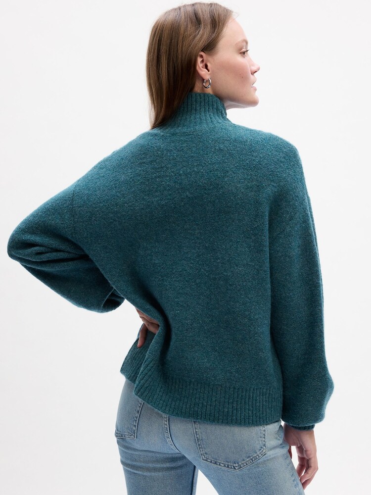 Gap Teal Relaxed Forever Cosy Turtle Neck Cable Knit Jumper - Image 2 of 2