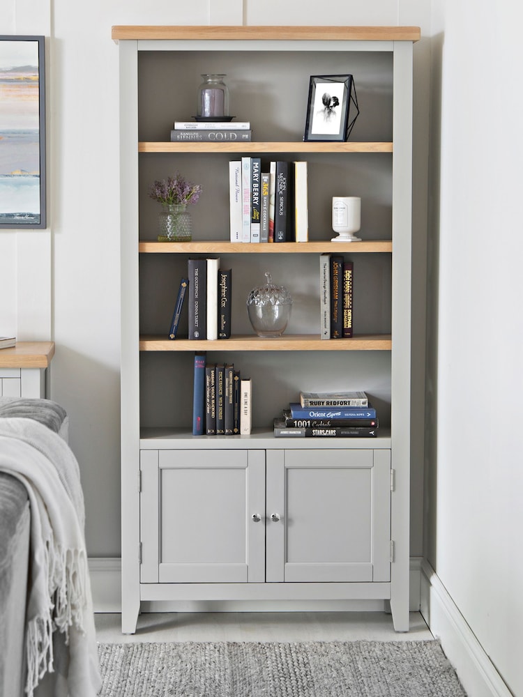 K Interiors Grey Windsor Solid Wood Large Bookcase - Image 1 of 6