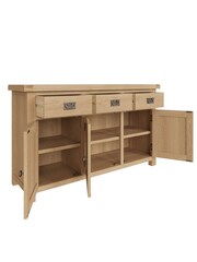 K Interiors Oak Canterbury Solid Wood 3 Door Sideboard - Image 3 of 6