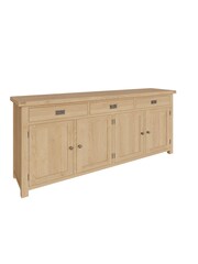 K Interiors Oak Canterbury Solid Wood 4 Door Sideboard - Image 2 of 6