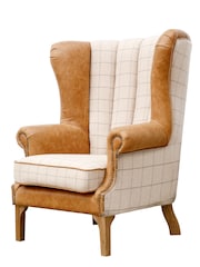 K Interiors Natural Quincy Wool And Leather Wing Chair - Image 2 of 4