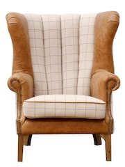 K Interiors Natural Quincy Wool And Leather Wing Chair - Image 3 of 4