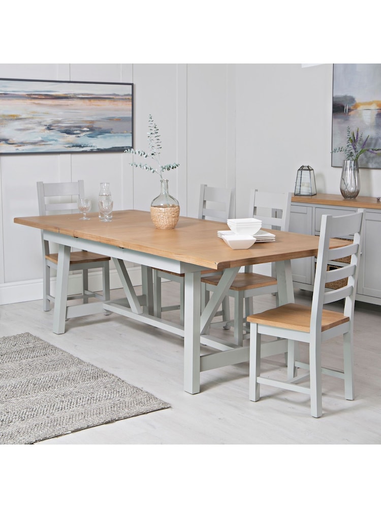 K Interiors Grey Windsor Solid Wood 1.8m Extending Dining Table - Image 1 of 6