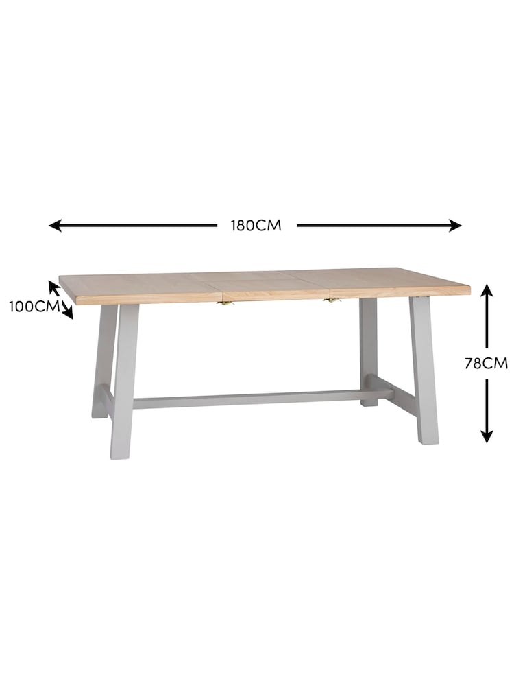 K Interiors Grey Windsor Solid Wood 1.8m Extending Dining Table - Image 6 of 6