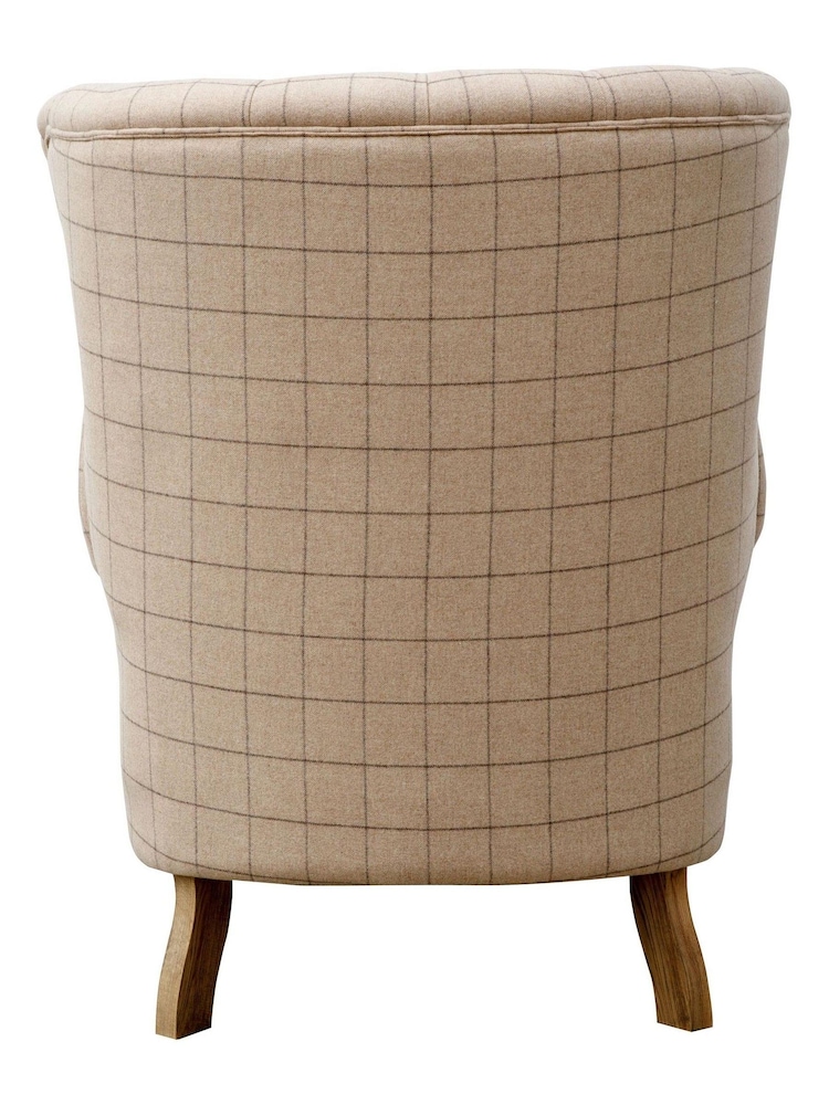 K Interiors Natural Weston Wool and Leather Wing Chair - Image 4 of 4