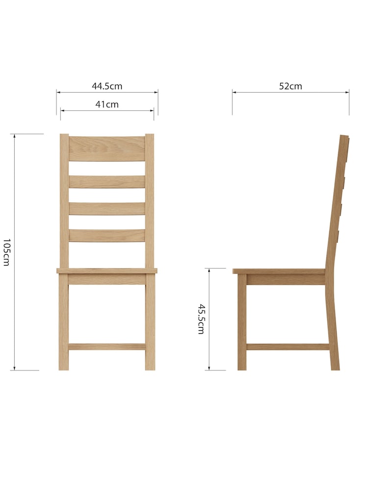 K Interiors Oak Canterbury Solid Wood Ladderback Dining Chair Pair - Image 6 of 6