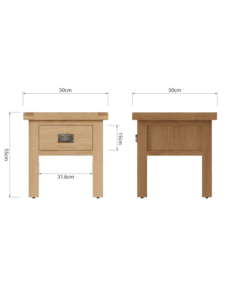 K Interiors Oak Canterbury Solid Wood Lamp Table - Image 6 of 6