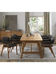 Bentley Designs Rustic Oak Camden Extending 6-8 Seater Dining Table and Vintage Arm Chairs Set - Image 1 of 6