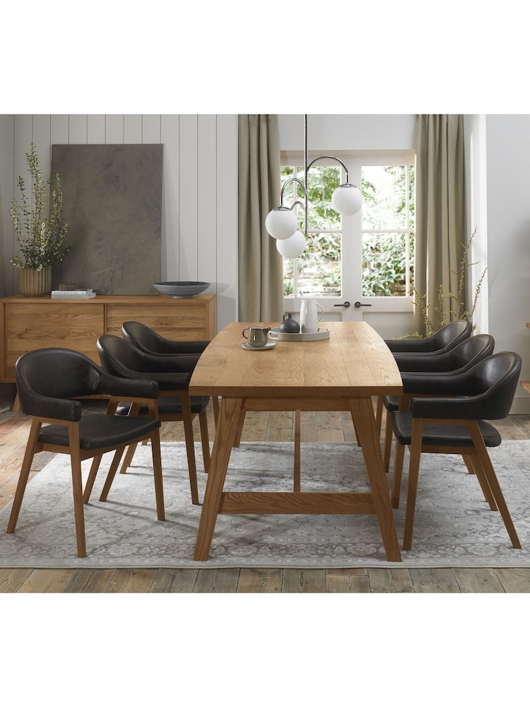 Bentley Designs Rustic Oak Camden Extending 6-8 Seater Dining Table and Vintage Arm Chairs Set - Image 1 of 6