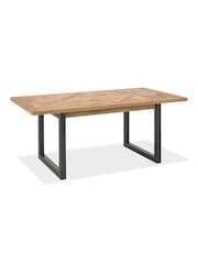 Bentley Designs Rustic Oak Black Indus Extending 6-8 Seater Dining Table and Grey Chairs Set - Image 2 of 6