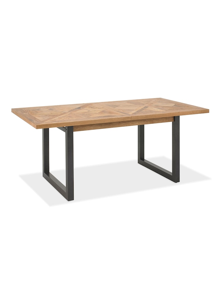 Bentley Designs Rustic Oak Black Indus Extending 6-8 Seater Dining Table and Grey Chairs Set - Image 2 of 6