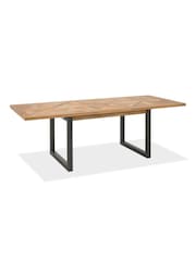 Bentley Designs Rustic Oak Black Indus Extending 6-8 Seater Dining Table and Grey Chairs Set - Image 3 of 6
