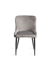 Bentley Designs Rustic Oak Black Indus Extending 6-8 Seater Dining Table and Grey Chairs Set - Image 6 of 6