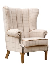 K Interiors Natural Quincy Wool Fluted Wing Chair - Image 1 of 4