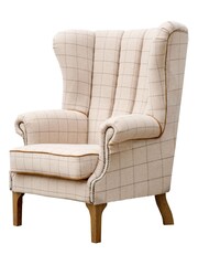 K Interiors Natural Quincy Wool Fluted Wing Chair - Image 2 of 4