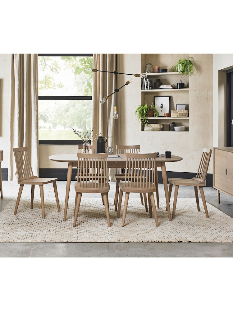 Bentley Designs Natural Oak Dansk 6 Seater Dining Table and Chairs Set - Image 1 of 6