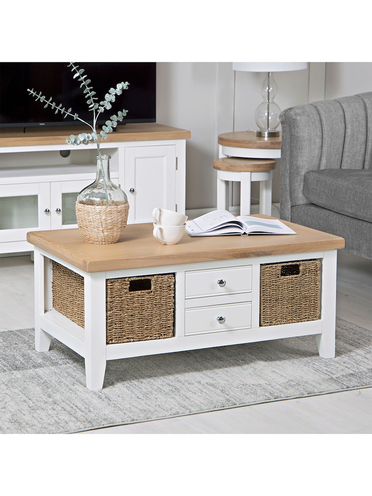 K Interiors White Windsor Solid Wood Large Coffee Table - Image 1 of 6