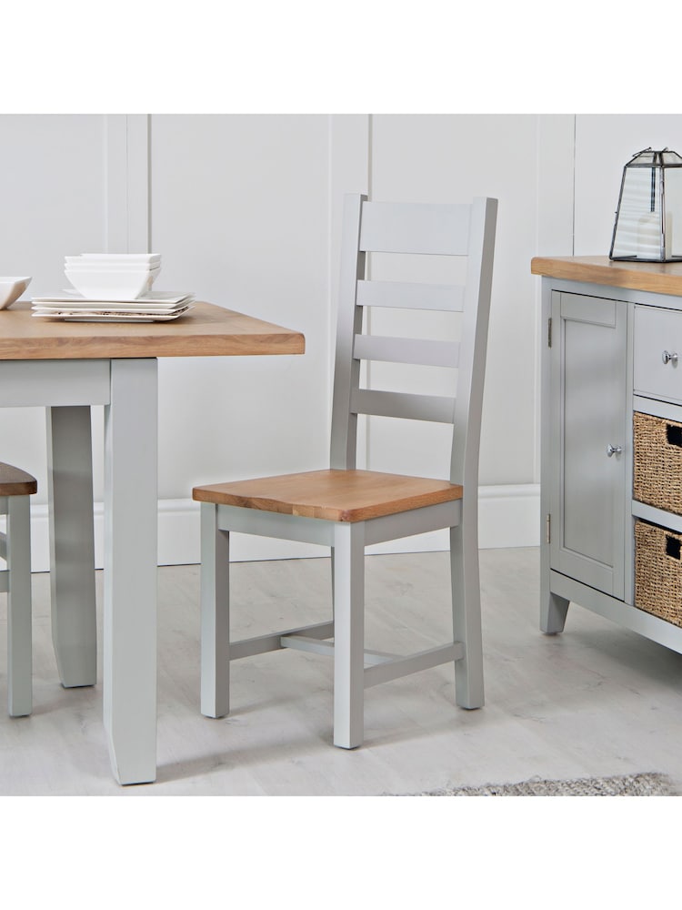 K Interiors Grey Windsor Solid Wood Ladder Back Wooden Dining Chairs - Image 1 of 6