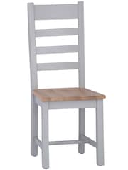 K Interiors Grey Windsor Solid Wood Ladder Back Wooden Dining Chairs - Image 2 of 6