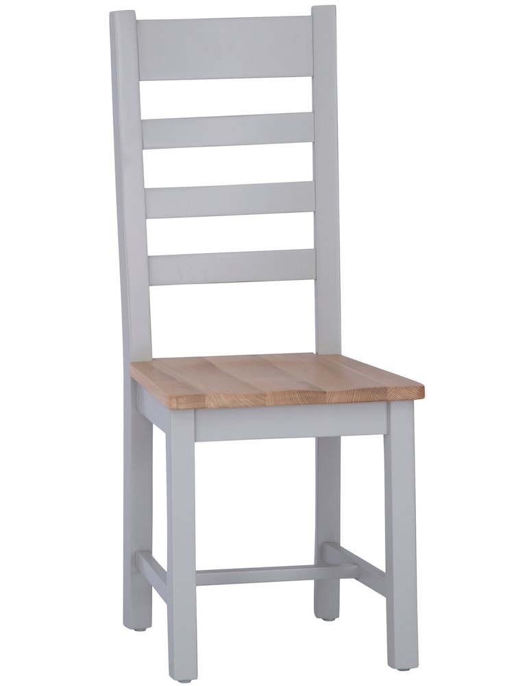 K Interiors Grey Windsor Solid Wood Ladder Back Wooden Dining Chairs - Image 2 of 6