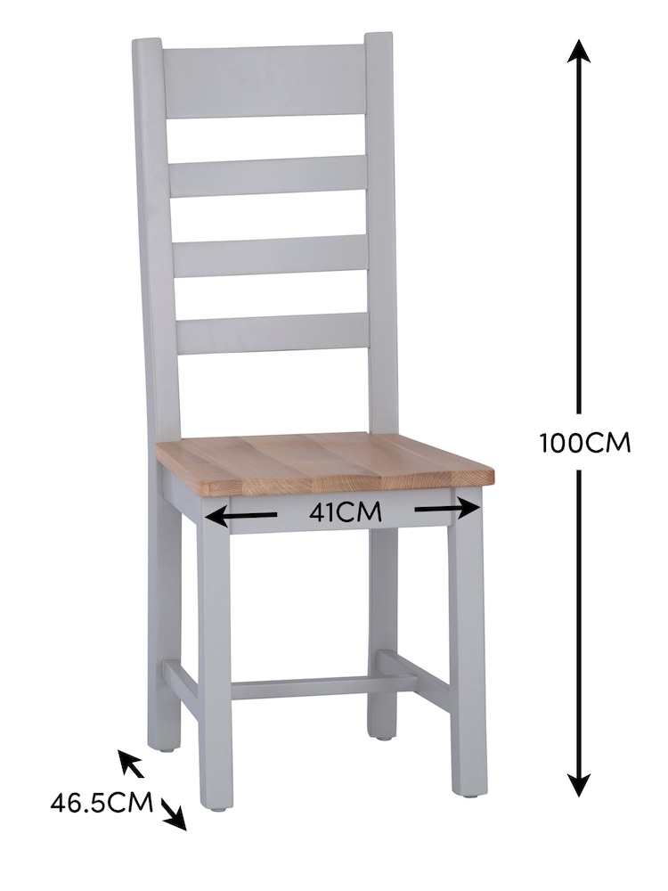 K Interiors Grey Windsor Solid Wood Ladder Back Wooden Dining Chairs - Image 6 of 6